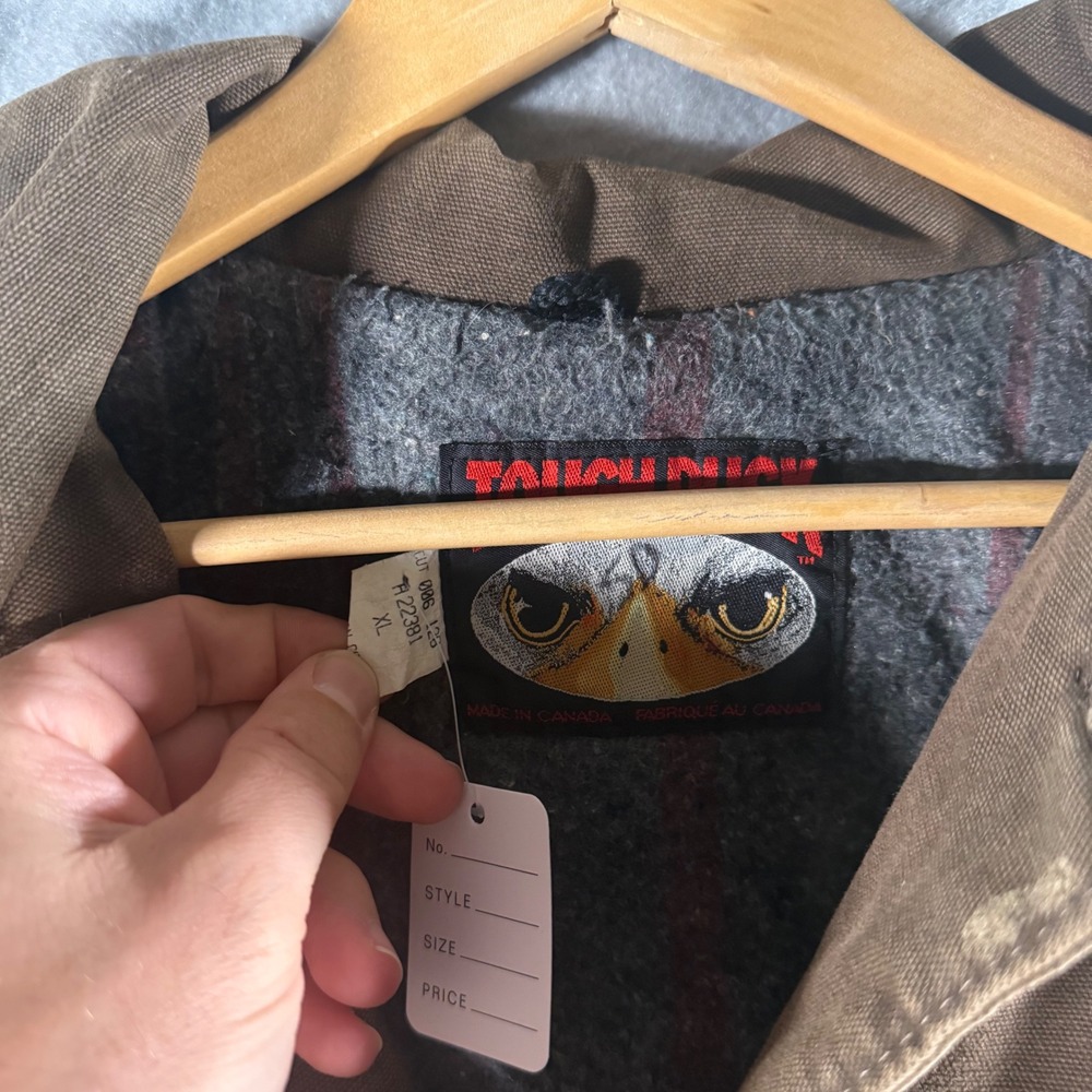 Vintage Tough Duck Brown Canvas Chore Jacket XL Blanket Lined Work Coat Canada - Picture 3 of 5